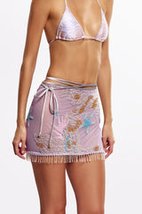 Oasis mini wrap skirt styled with bikini top