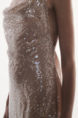 Close-up of transparent round sequins on IBIZA dress