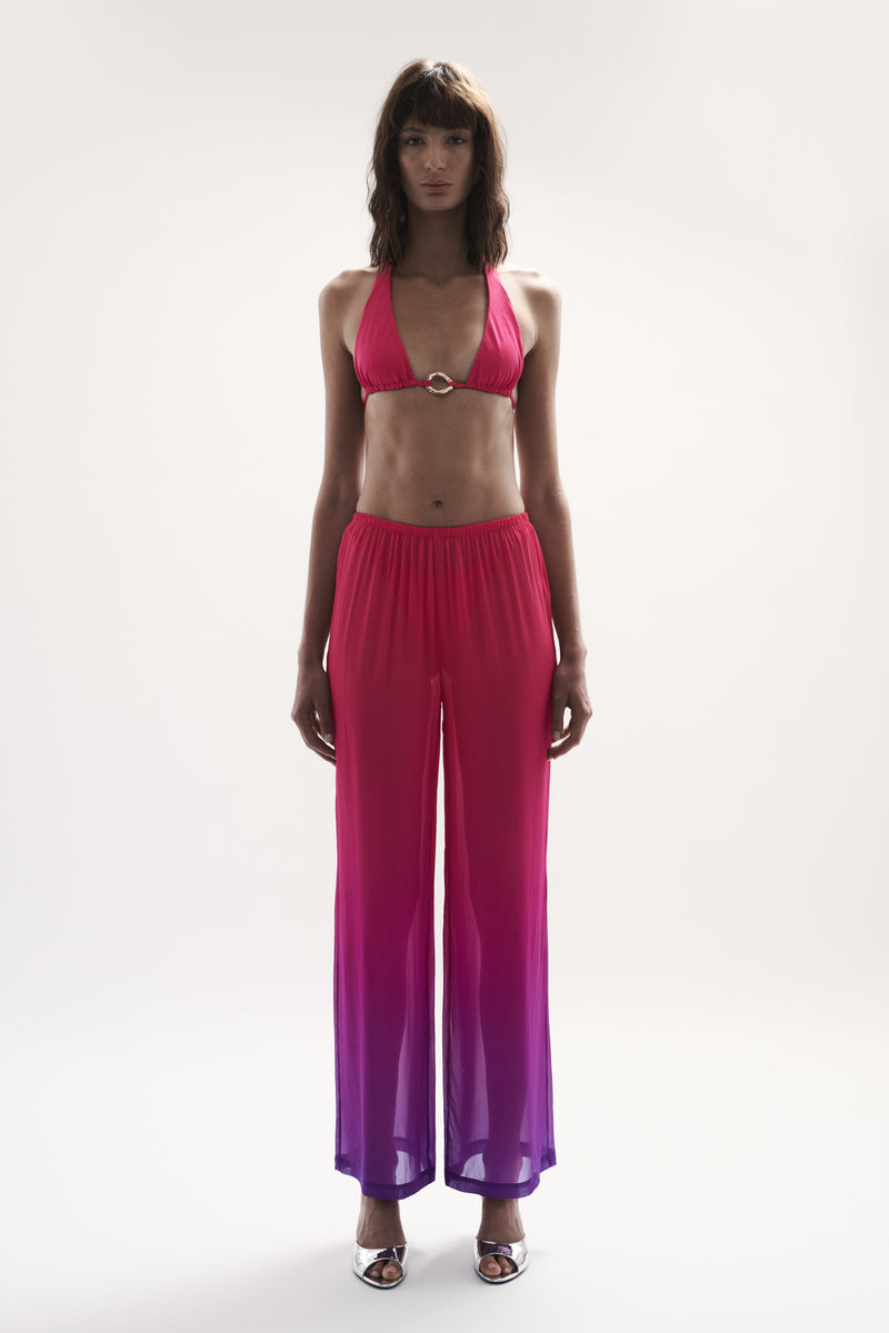 front second view womens resort wear designed as high quality resort wear from sommer swim swimwear australia - capri berry crush is a pink and purple gradient pant