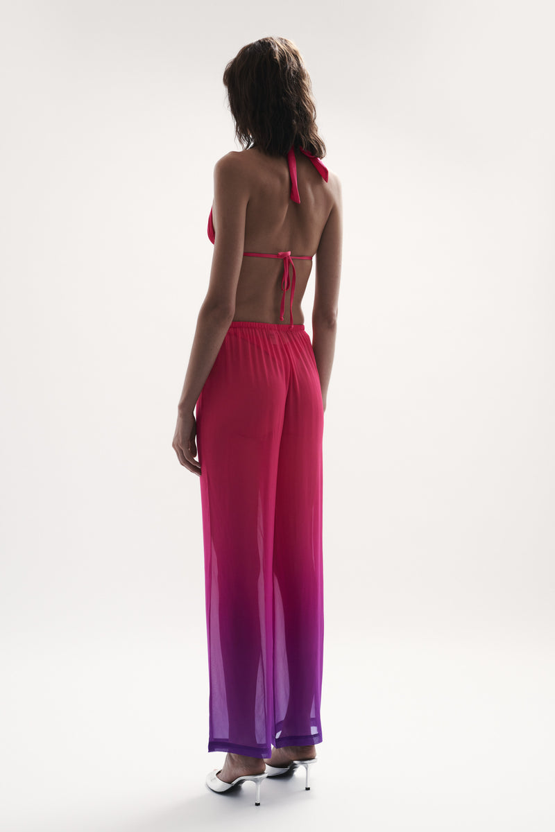 side view womens resort wear designed as high quality resort wear from sommer swim swimwear australia - capri berry crush is a pink and purple gradient pant