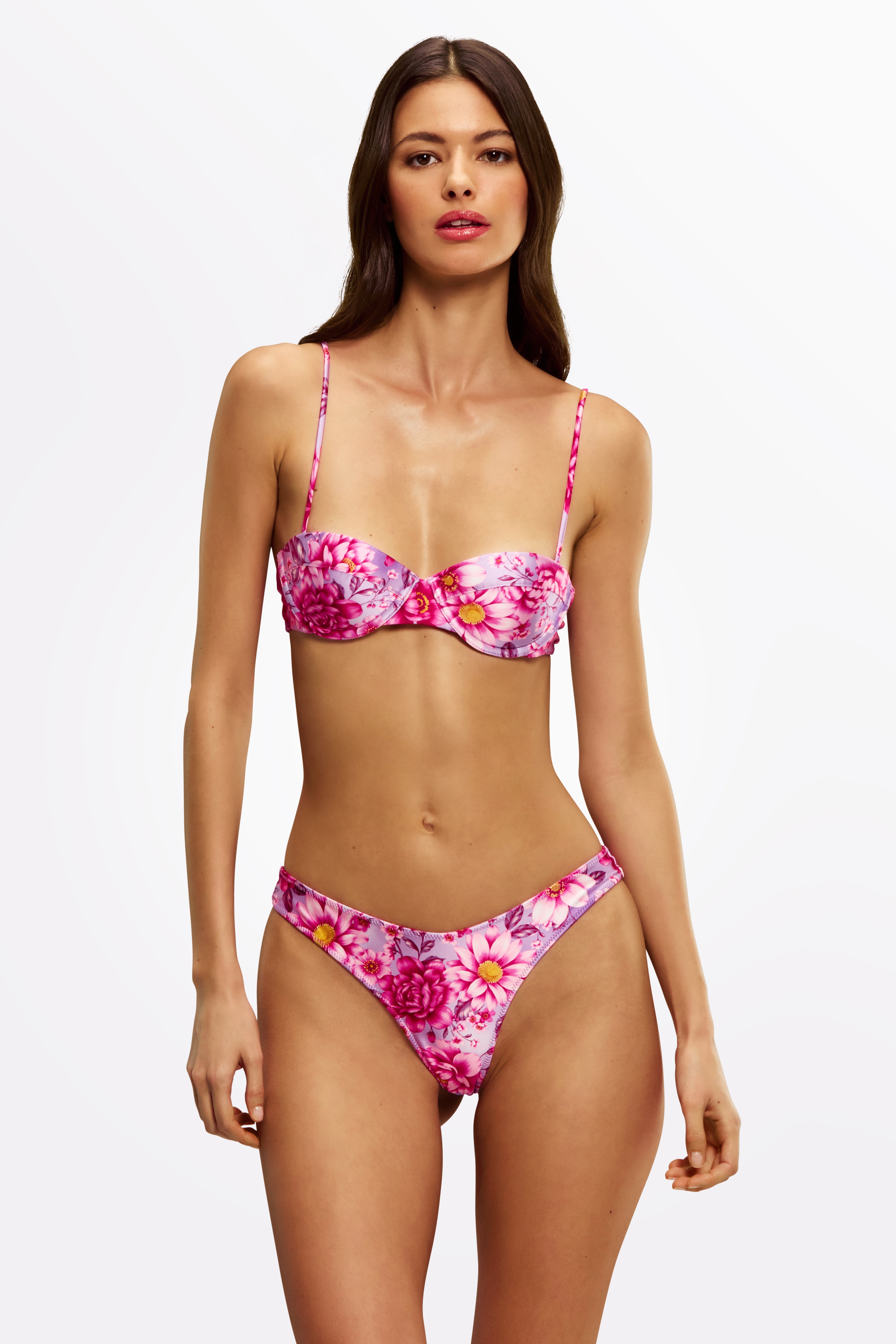 JACI Azalea Floral Pink Balconette Bikini Top