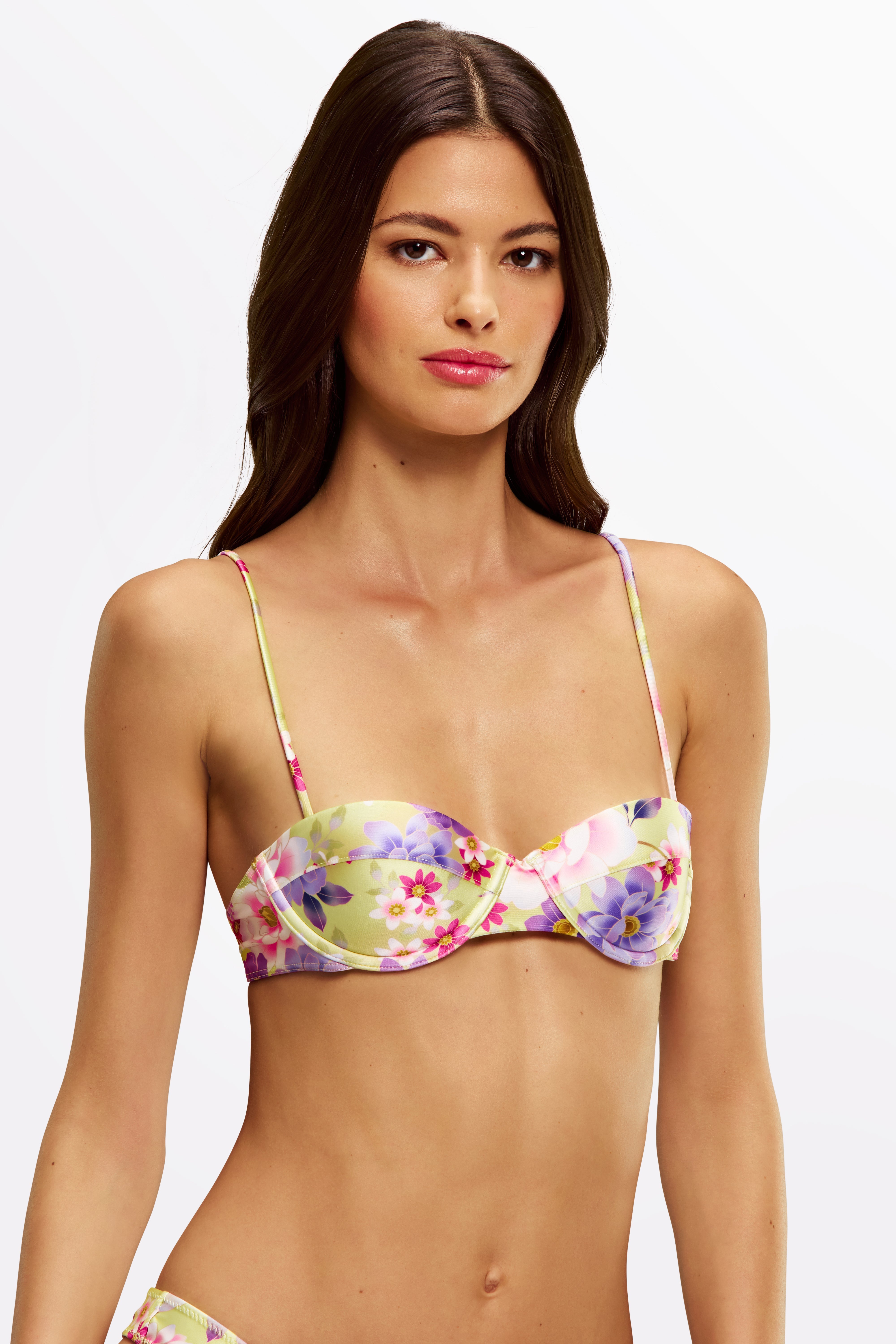 JACI Flor du Sol Floral Yellow Balconette Bikini Top