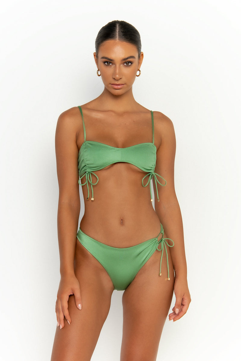 front view womens swimwear designed as high quality bikini from sommer swim swimwear australia - adriana maltese is a mint green bikini with high waisted bikini bottom