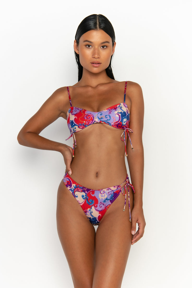 front view womens swimwear designed as high quality bikini from sommer swim swimwear australia - adriana rococo is a print bikini with high waisted bikini bottom