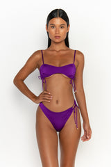 front view womens swimwear designed as high quality bikini from sommer swim swimwear australia - bea petunia is a purple bikini with bralette bikini top