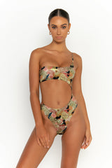 front view womens swimwear designed as high quality bikini from sommer swim swimwear australia - bonita jaguar is a print one shoulder swimsuit one piece swimsuit