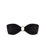 Minimalist Nero bandeau bikini with vintage-inspired gold hardware