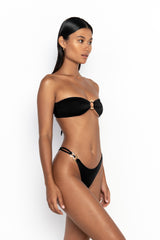 side view womens swimwear designed as high quality bikini from sommer swim swimwear australia - gigi nero is a black bikini with cheeky bikini bottom