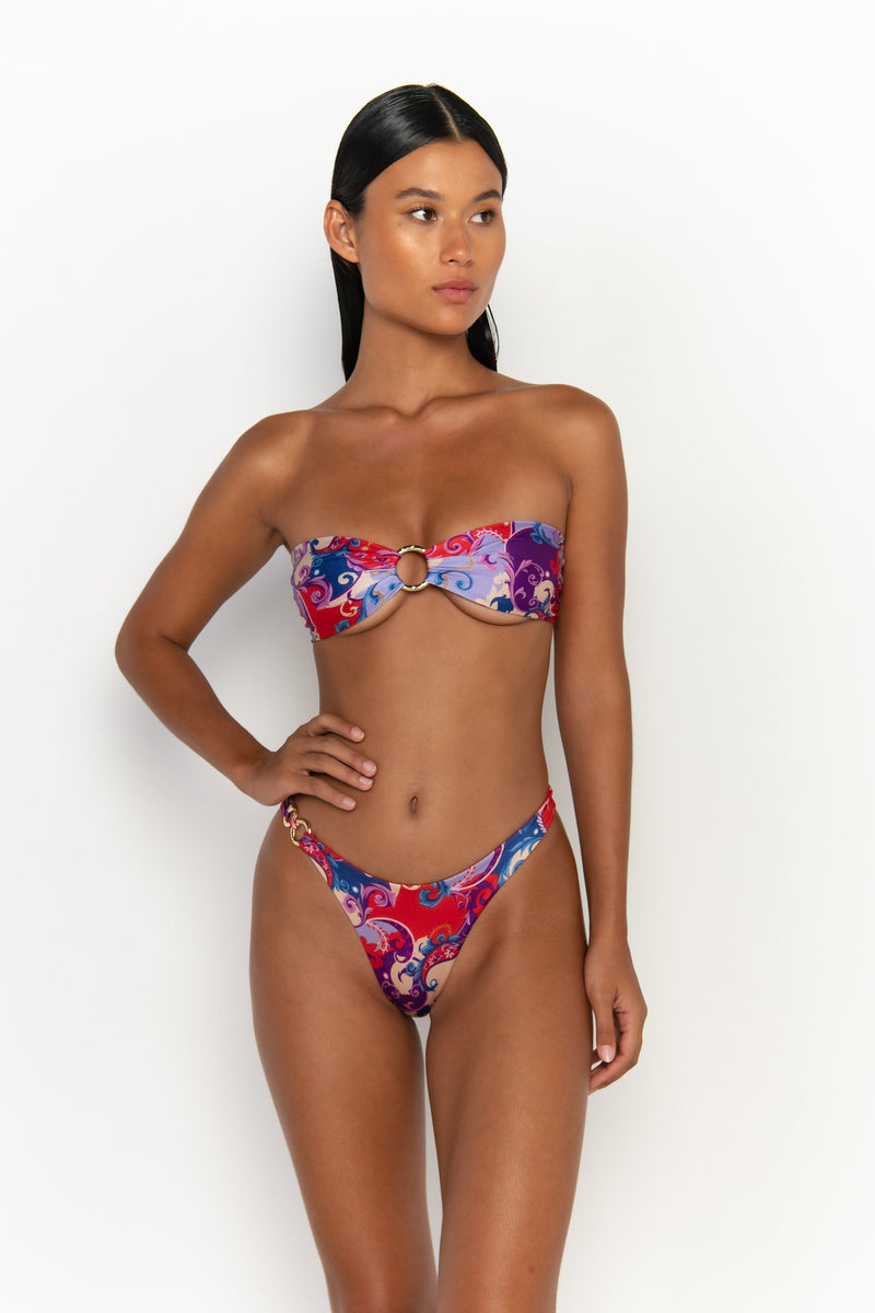 front view womens swimwear designed as high quality bikini from sommer swim swimwear australia - gigi rococo is a print bikini with cheeky bikini bottom