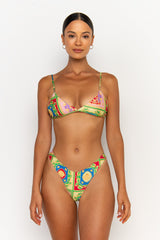 front view womens swimwear designed as high quality bikini from sommer swim swimwear australia - juliet posidonia is a print bikini with bralette bikini top