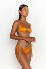 side view womens swimwear designed as high quality bikini from sommer swim swimwear australia - milla turmeric is a light orange bikini with tie side bikini bottom