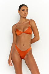 front second view womens swimwear designed as high quality bikini from sommer swim swimwear australia - niam egitto is a dark orange bikini with thong bikini bottom