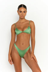 front view womens swimwear designed as high quality bikini from sommer swim swimwear australia - niam maltese is a mint green bikini with thong bikini bottom