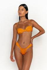 front view womens swimwear designed as high quality bikini from sommer swim swimwear australia - sadie turmeric is a light orange bikini with brazilian bikini bottoms