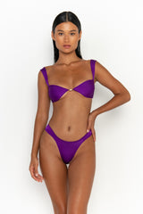front view womens swimwear designed as high quality bikini from sommer swim swimwear australia - soriya petunia is a purple bikini with balconette bikini top