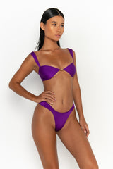 side view womens swimwear designed as high quality bikini from sommer swim swimwear australia - soriya petunia is a purple bikini with balconette bikini top